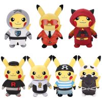 New Style Pokemon Mischief Pikachu Plush Toy Cos Villain Galactic Magma Aqua Skull Plasma Flare Rocket Team Gift For Kids