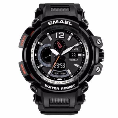 SMAEL นาฬิกากันน้ำใหม่50M S Shock Resitant กันน้ำกีฬาควอตซ์นาฬิกาผู้ชายแสดงผลคู่ LED อิเล็กทรอนิกส์ดิจิตอลนาฬิกาทหาร1702