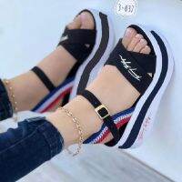 Womens Casual Wedges Platform Shoes 2023 Summer Designer Brand Buckle Outdoor Non-slip Beach Sandals Zapatos Plus Size 35~43