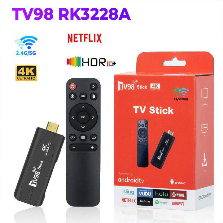TV98 RK3228A Android OS Smart TV Stick HDR10 4K 2.45.8G WiFi 6 Dual