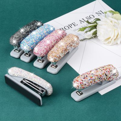 Bling Stapler Office Supplies - Luxury Crystal Glitter Diamond Rhinestone Fun Desk Desktop School Home Mini Cute Novelty Decorat