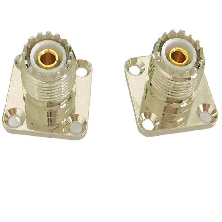 sl16-uhf-so239-female-to-sma-female-connector-uhf-to-sma-female-plug-4-hole-flange-panel-mount-socket-rf-coaxial-adapters-brass-electrical-connectors