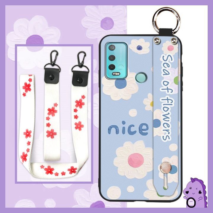 shockproof-anti-knock-phone-case-for-wiko-power-u30-lanyard-protective-original-silicone-painting-flowers-wristband