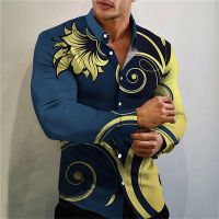 New Fashion Social Luxury Prom Long Sleeve Shirt Flower Print Street Clothing Designer Men 39;s High Quality Hawaiian Shirt