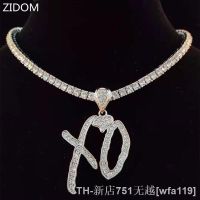【hot】☋  Men Hip Hop XO Letters Pendant Necklace with 4mm Tennis Chain Iced out Necklaces HipHop Fashion Jewelry
