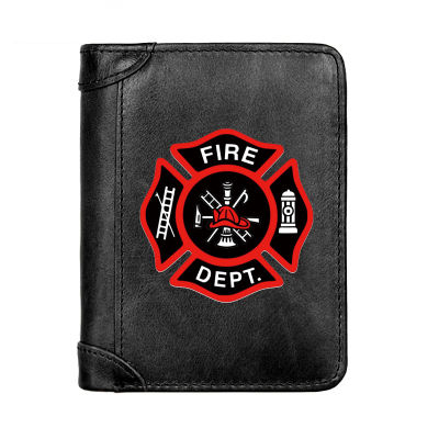 Mens Wallet Genuine Leather Purse Male Fire Control Printing Wallet Multifunction Storage Bag Coin Card Bags Short