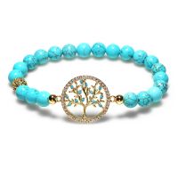 [COD] cross-border bracelet turquoise diamond studded tree of life electroplated ring wholesale