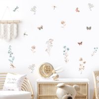 Boho Floral Dragonfly Watercolor Nursery Removable Wall Decals DIY Vinyl Wall Stickers Kids Girls Room Interior Home Decor Gifts Stickers