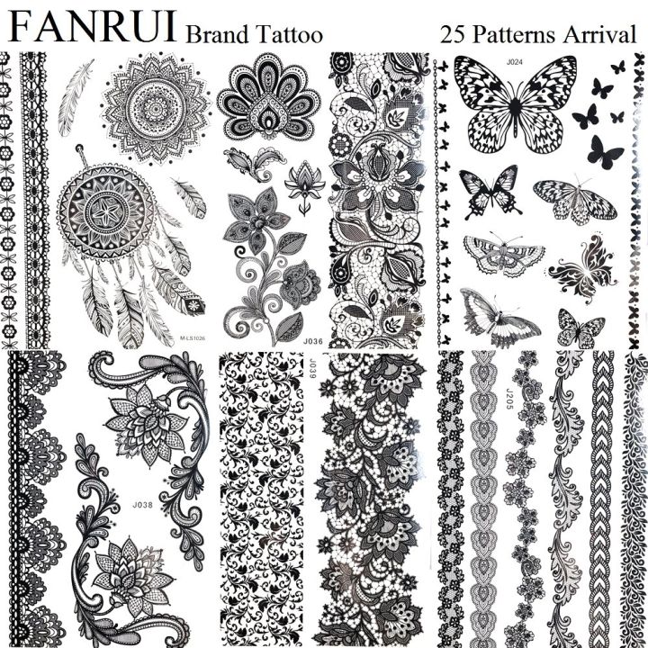 waterproof-black-henna-mandala-tattoo-sticker-girl-lace-flower-leaves-temporary-tattoo-bracelet-women-fake-arm-leg-tatoo-jewelry