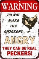 Zhongqingshop Warning Do Not Make The Chickens Angry Metal Signs Vintage Tin Signs For Farmhouse Gate Fence Wall