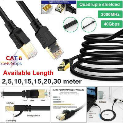 สายแลนด์ RJ45 Cat8 Network Ethernet Cable Gold Ultra-thin 40Gbps SSTP LOT LAN FLAT Lead