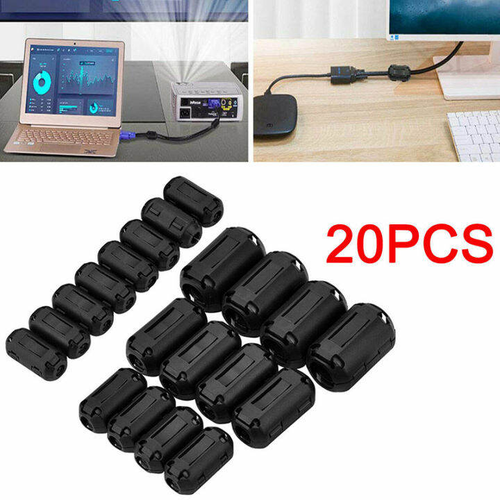 Behoo 20 Clipon Ferrite Ring Cable Clips Core RFI EMI Noise Suppressor