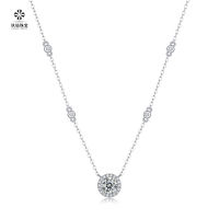 S925 สร้อยคอเงิน Moissanite จุดแสงดาวจี้แฟชั่นโซ่กระดูกไหปลาร้าอุปกรณ์ย่อยแหล่งของขวัญจุด ~