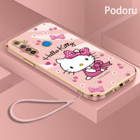 เคส OPPO Realme 5 5i 5S 6i Narzo 20A เรียบง่ายสุดหรูชุบทองเคสโทรศัพท์เคส TPU แบบนิ่มลาย Hello Kitty