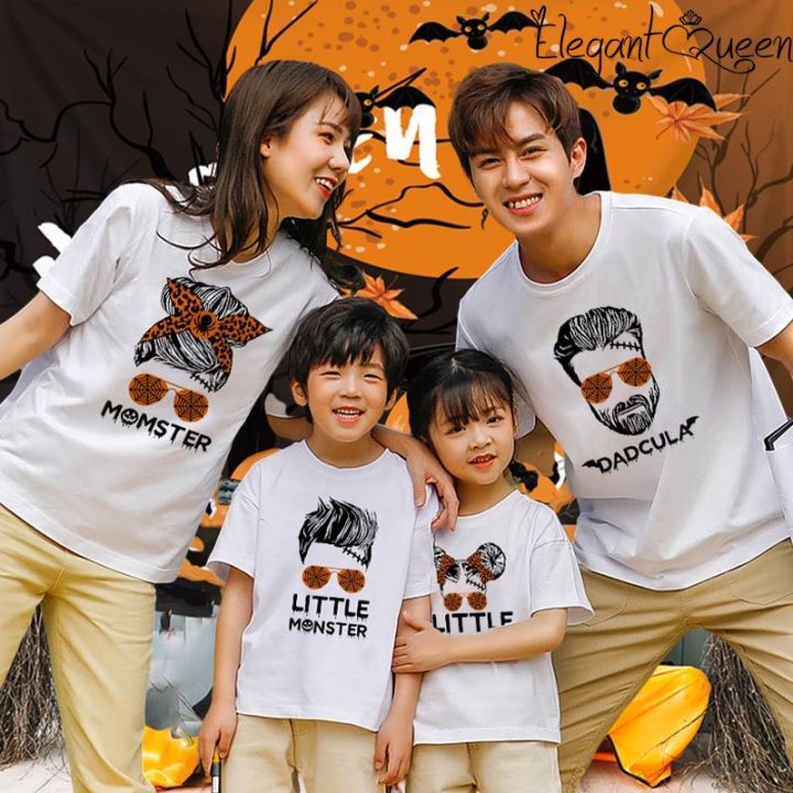 สง่างาม-เสื้อยืดพิมพ์ลายฮาโลวีนสำหรับครอบครัวเสื้อยืดสำหรับพ่อแม่และลูกของครอบครัวเสื้อยืดสำหรับครอบครัวชุดวันฮาโลวีนสำหรับครอบครัวเชิ้ตคู่รักครอบครัว