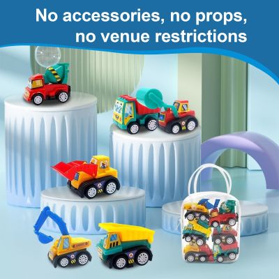 Mini Inertial Pull Back Engineering Car 1 Bag 6 PCS Plastic Friction Vehicle Truck Model Toy For Children Boy Girl Birthday Gift