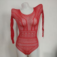 juyouxun7i Sexy Body Underwear Fishnet Bodysuit Long Sleeve Rhinestone Dress Bodystocking