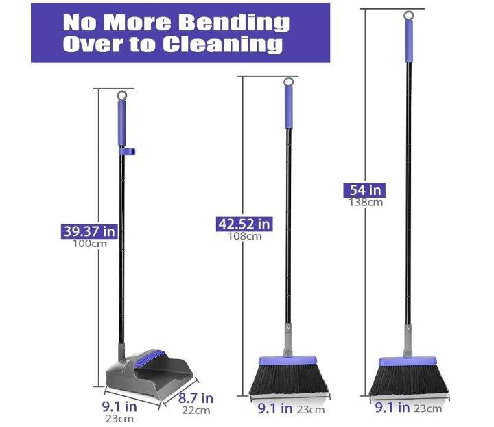 ไม้กวาด-zubulun-พร้อมที่ตักขยะชุดคำสั่งผสมสำหรับบ้าน54นิ้วด้ามยาว180องศาแปรงหมุนได้ทั้งในร่มและกลางแจ้งห้องครัวล็อบบี้หอพัก