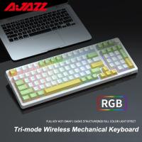 AJAZZ AK992 RGB 100คีย์บลูทูธแป้นพิมพ์เชิงกลสำหรับเล่นเกมแป้นพิมพ์สลับร้อนไร้สาย2.4G USB Tri-Mode สำหรับแล็ปท็อป PC เกมเมอร์