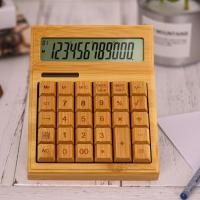 Multifunctional Bamboo Electronic Calculator Counter 12 Digits Solar &amp; Battery Dual Powered for Home Office School Retail Store Calculators