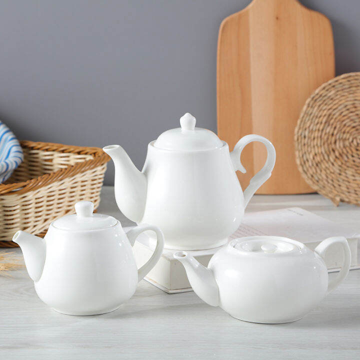 Household large and small white porcelain tea sets, ceramic teapots
