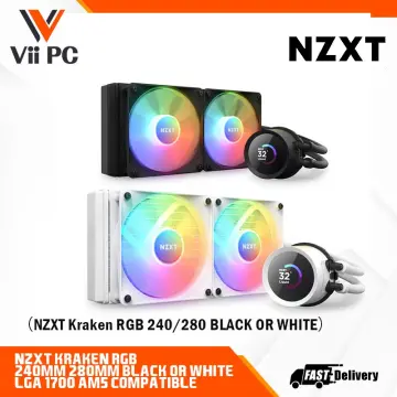 NZXT Kraken 240 120mm Fans + AIO 240mm Radiator Liquid Cooling System with  1.54 LCD display and RGB Fans White RL-KR240-W1 - Best Buy