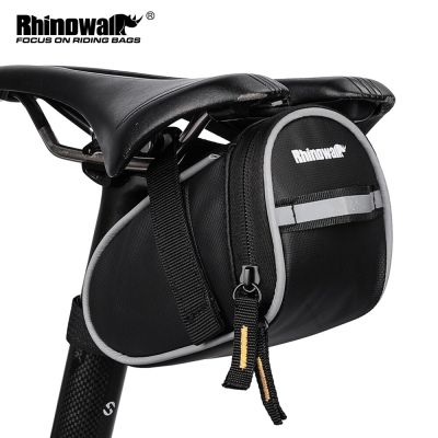 Rhinowalk Bike Saddle Bag 0.8L Small Waterproof Storage Black Tail Rear Pack Accessory Kit Tool Reflective MTB Road Bicycle Bag Adhesives Tape