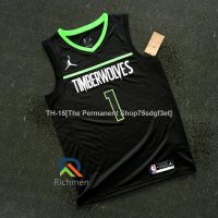 【swingman】2022-23 Mens New Nba Minnesota Timberwolves 1 Anthony Edwards Statement Edition Jersey Heat-pressed Black