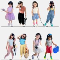 [COD] Girls vest ears elastic multi-color bottoming shirt top 23 summer clothes new foreign trade childrens 3-8 years old