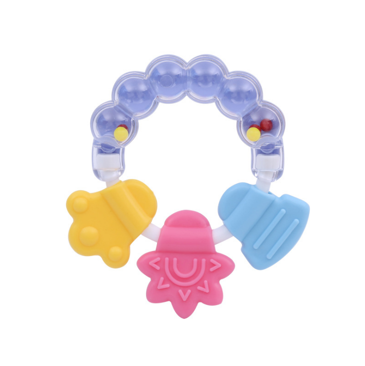 Baby Safety Silicone Teether Teething Chewable Teeth Biting Rattle Toddler Toy G 