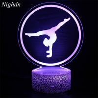 Artistic Gymnastics 3D Night Light for Room Decor USB Remote Control LED Optical Illusion 3D Lamp Kids Birthday Christmas Gift Night Lights