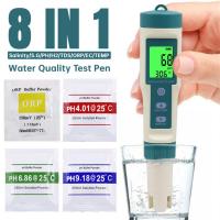 8 IN 1 Digital Water Quality PH Test Pen With Backlight TDS EC PH ORP Temp Meter Analysis Hydrogen-rich Drinking Water Tester