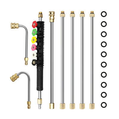Pressure Washer Extension Wand Power Washer Lance with 6 Nozzle Tips, U Curved + 90 Degrees Rod, 10 Replacable Anti-Leaked Ring, 1/4 In-ch Quick Connect 4000 PSI