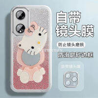 เคสโทรศัพท์แฟชั่น OPPO A58 A38 A78 A98 5G 4G 2023มีหลายสีส่องแสงเคสโทรศัพท์ถ่ายภาพตารูม่านตาพร้อมกระจกการ์ตูน Hello Kitty ผิวนอกเนื้อนิ่ม TPU เคสห่อหุ้มกันกระแทกสำหรับ OPPOA38 4G