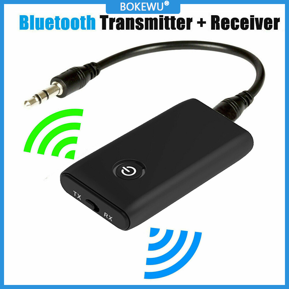 2 in1 Wireless Bluetooth Audio Transmitter Receiver 3.5mm Audio Stereo Adapter AUX HiFi Music Adapter for TV Car MP3 Home Sound System Black