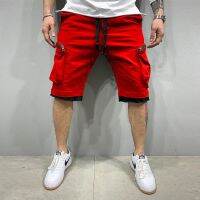 New Summer Fitness Shorts For Men Multi-Pocket Sport Breathable Casual Hip-Hop Tie Up Solid Color Street Work Straight Leg Five