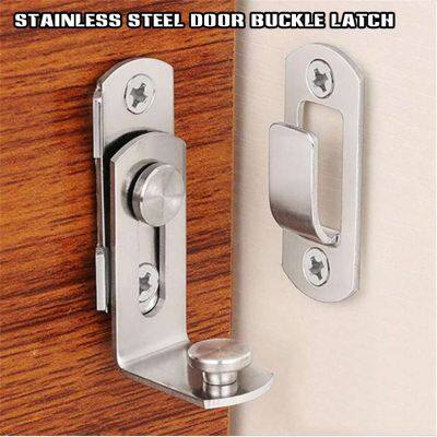 Stainless Steel Door Buckle Latch 90 Degree Right Angle Sliding Door Chain Locks Easy Installation Durable DIN889 Door Hardware Locks Metal film resis