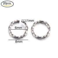 20PCS 6x1mm 304 Stainless Steel Jump Rings Open Jump Rings Twisted Golden