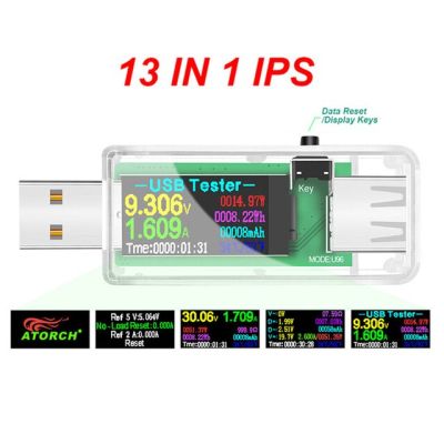 U96มิเตอร์วัดกระแสไฟฟ้าที่ทดสอบ Usb 13 In 1แอมมิเตอร์ไฟฟ้ามิเตอร์วัดกำลังไฟ Dc มัลติมิเตอร์วัดแรงดันไฟฟ้าดิจิทัลวัตต์มิเตอร์