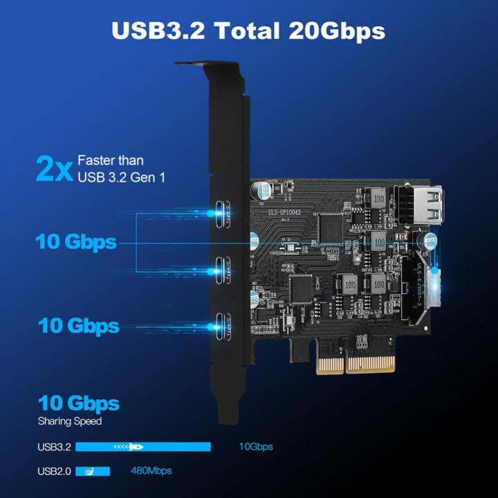 pci-e-ไปยัง-usb-3-2ตัวควบคุมฮับการ์ด20gbps-pci-e-ถึง-usb-3-2ตัวควบคุมฮับตัวแยกสำหรับ-mac-os-linux-windows7-8-10