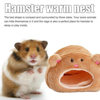 Hamster Warm Nest Small Animals Pllush Brown Cage Pet Bed W7T7