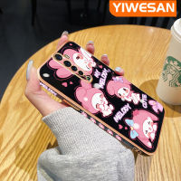 YIWESAN เคสสำหรับ OPPO Reno 2 Reno2 F เคสการ์ตูนน่ารักเมโลดี้หรูหราชุบดีไซน์ใหม่เคสมือถือขอบสี่เหลี่ยมซิลิโคนนิ่มเคสกันกระแทกเคสป้องกันกล้องฝาปิดเลนส์เต็มรูปแบบ