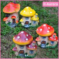 ภูมิทัศน์ขนาดเล็ก Figurines เห็ดทรงสูงบอนไซงานฝีมือทิวทัศน์ II-AURORA บ้านเห็ดจิ๋วอุปกรณ์ตกแต่งสวนนางฟ้า