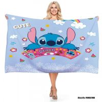 ◙▤◎ Disneys Lilo Stitch Series Decorative Pattern Towel 3D Digital Print Rectangular Microfiber Soft Absorbent Beach Towel