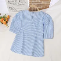 VONDA Summer Women Short Sleeve O Neck Striped Shirts Casual T-Shirt Blouse Crop Tops (Korean Causal) #1