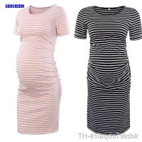 ✘▤∈ Vestido feminino com babados laterais roupas bodycon grávidas envoltório casual de manga curta para mamãe chuveiros bebê vestidos femininos