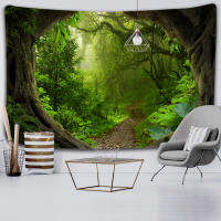 Scenery tapestry beautiful natural forest printing large wall fabric bedspread beach towel home decoration travel sleeping mat