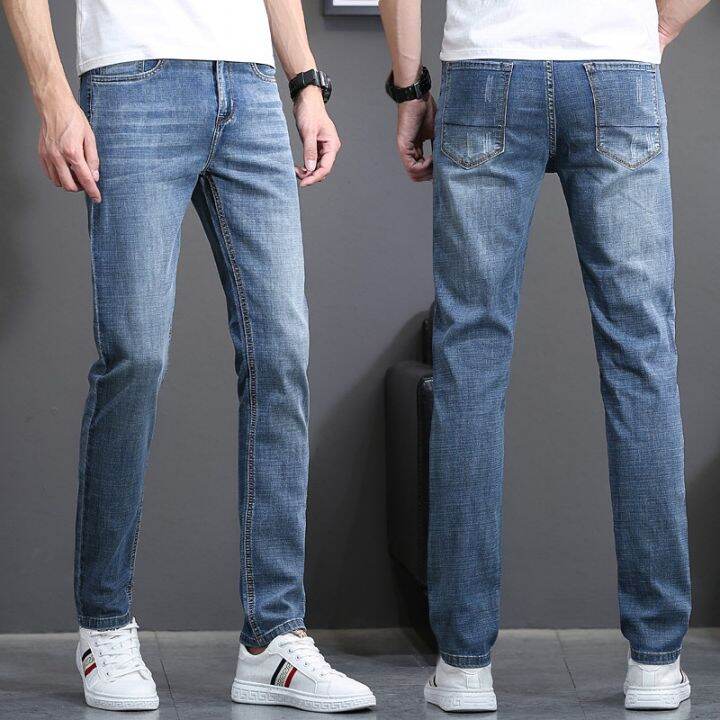 20212020-new-business-fashion-stretch-denim-classic-style-mens-regular-fit-stragith-jeans-jean-trousers-male-pants-blue-and-black