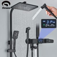 QSR STORE Shinesia Thermostatic Digital Display Shower Faucet Set Mixer Crane Bath Bathtub Bidet