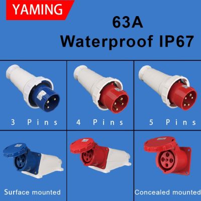 63A Waterproof Aviation Explosion-proof Connector Surface And Concealed Industrial Plug Socket 3 4 5 Core Pins IP67